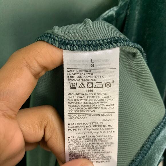 NEW Old Navy Fit & Flare Velvet Mini Dress Size Large Green - Picture 9 of 11